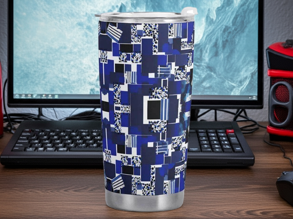 "Blue Matrix" Abstract Tumbler Custom | Iron Phoenix GHG - Iron Phoenix GHG