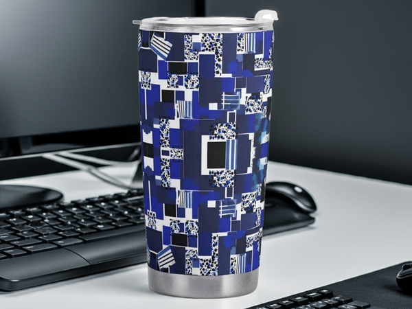 "Blue Matrix" Abstract Tumbler Custom | Iron Phoenix GHG - Iron Phoenix GHG