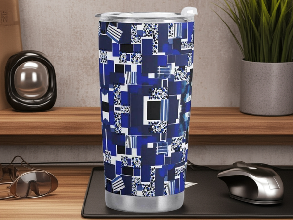 "Blue Matrix" Abstract Tumbler Custom | Iron Phoenix GHG - Iron Phoenix GHG