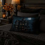 Haunted Mansion Halloween Pillow Sham - Moonlit Mansion Close-Up | Our Phoenix Rise