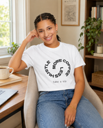 Minimalist Coffee Lover T-Shirt - Full Body Model Shot | Our Phoenix Rise