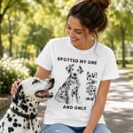Dalmatian Dog Love T-Shirt - Woman with Dalmatian dog wearing white shirt | Our Phoenix Rise