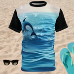 Dolphin Jumping Ocean T-Shirt Black Blue S-3XL (Unisex XS-2XL)