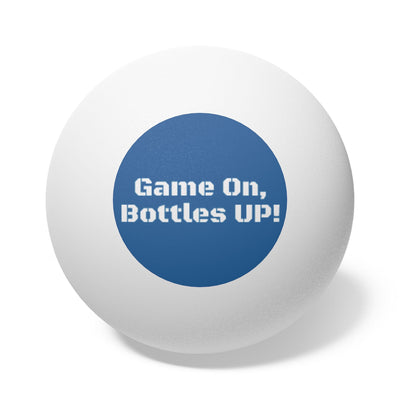 Funny Beer Pong Ball - White with 'Game On Bottles Up' design | Our Phoenix Rise