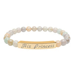 Gold with White "His Princess" Beaded Bracelet
