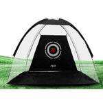 Portable Golf Practice Hitting Net Tent - Black net with target on grass | Our Phoenix Rise