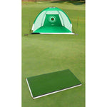 Portable Golf Practice Hitting Net Tent - Black net with mat and dimensions | Our Phoenix Rise