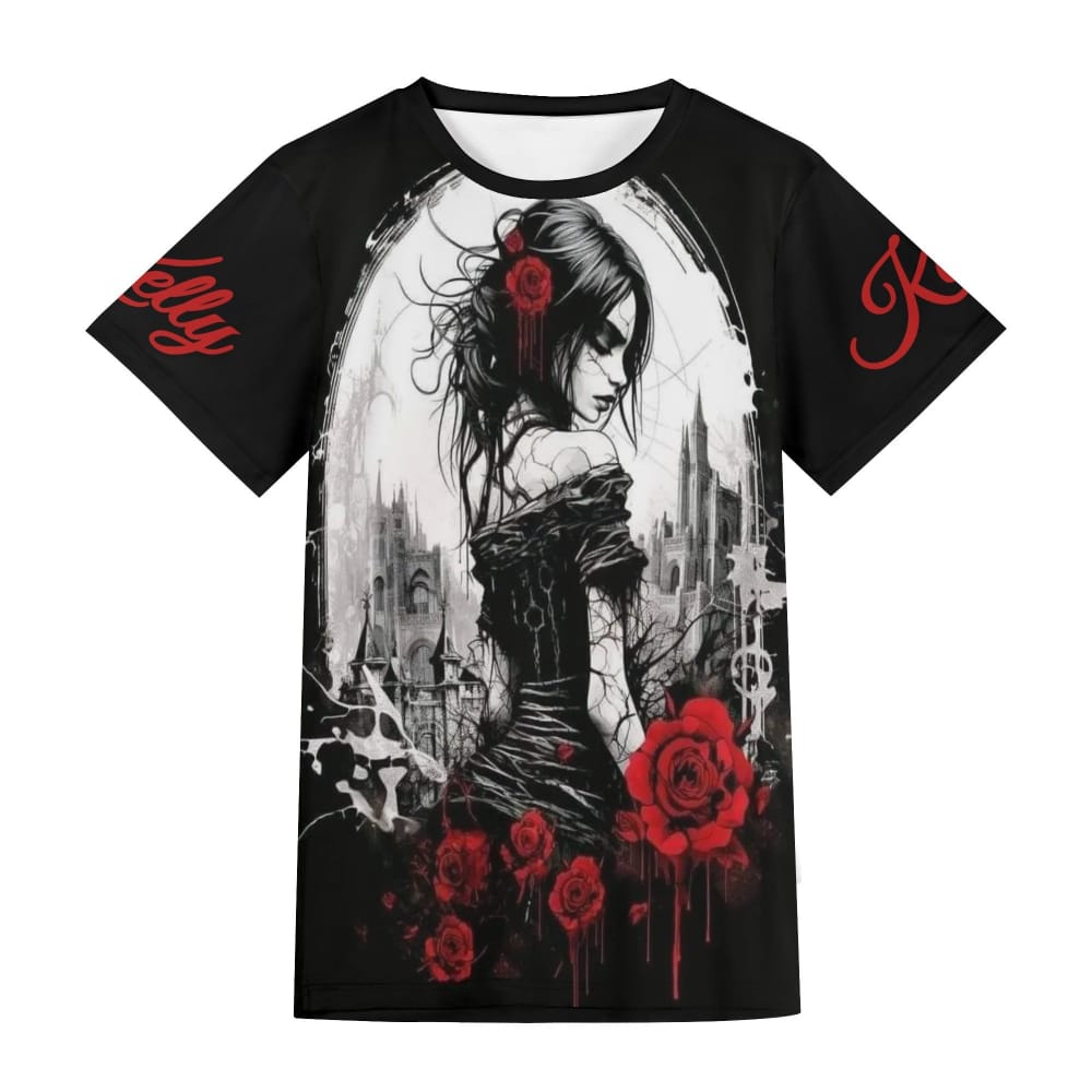 Gothic Rose Graphic T-Shirt Black XS-6XL