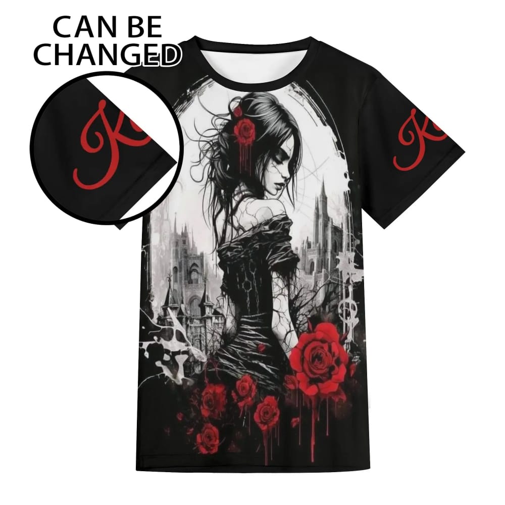 Gothic Rose Graphic T-Shirt Black XS-6XL