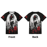 Gothic Rose Graphic T-Shirt - Left sleeve detail with custom text option | Our Phoenix Rise