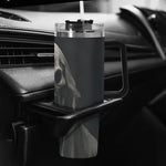 Grim Reaper 40oz Tumbler with handle in a car cup holder
