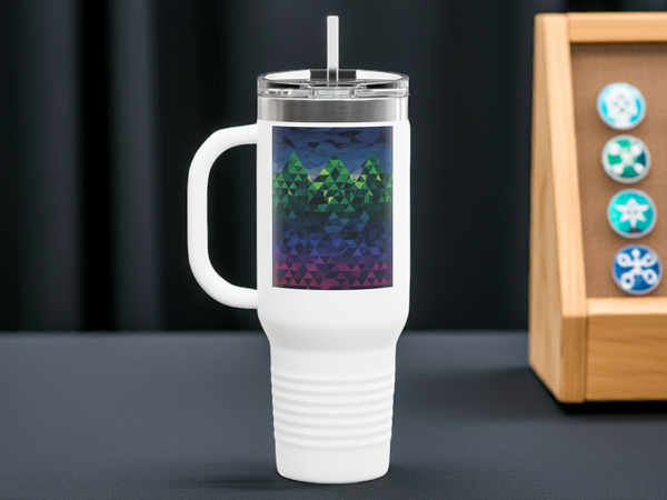 Geometric Mountain 40oz Insulated Travel Mug| Iron Phoenix GHG - Iron Phoenix GHG