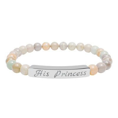 "His Princess" Beaded Bracelet beige