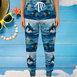 Unisex Ocean Waves Joggers - Dolphin Print Athletic Joggers