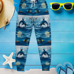 Unisex Ocean Waves Joggers - Dolphin Print Athletic Joggers