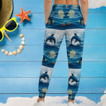 Unisex Ocean Waves Joggers - Dolphin Print Athletic Joggers