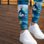 Unisex Ocean Waves Joggers - Dolphin Print Athletic Joggers