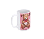 Mug with a teddy bear design on a pink background