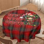 "Not Today Santa" Grumpy Elf Round Tablecloth | 60" Christmas Decor table