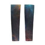 Pair of arm sleeves with space-themed design on a white background