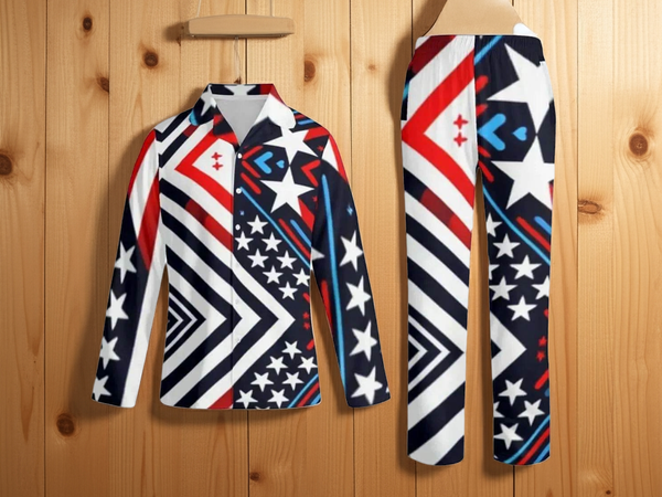 Patriotic Pajama Set | American Flag Style Loungewear - Iron Phoenix GHG