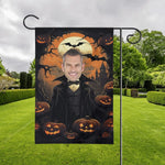 Personalized Halloween Vampire Garden Flag - Showing design detail in garden setting | Our Phoenix Rise