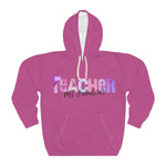 Pink hoodie with 'Teacher Ms. Fabulous' text on a white background