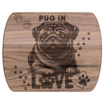Pug Dog Decorative Cutting Board - Main walnut wood front view | Our Phoenix Rise
