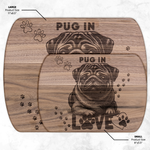 Pug Dog Decorative Cutting Board - Walnut wood size options display | Our Phoenix Rise