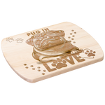 Pug Dog Decorative Cutting Board - Maple wood angle view | Our Phoenix Rise