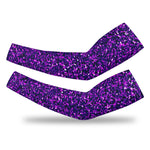 Purple glittery arm sleeves on a white background