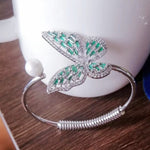 Butterfly Zirconia Pearl Cuff Bracelet - Green Gemstones | Our Phoenix Rise
