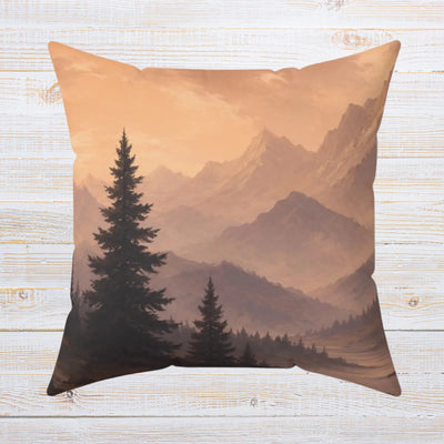 Pine Tree Sunset Mountain Throw Pillow 14-28