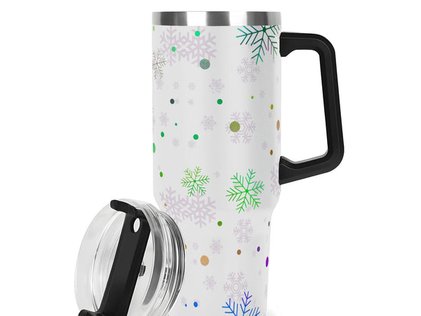 Travel mug Colorful Snowflake 40oz Tumbler pattern on a white background