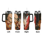 Tumbler with character design on a white background