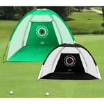Portable Golf Practice Hitting Net Tent - Black and green nets side by side | Our Phoenix Rise