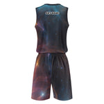 Galaxy Print Basketball Jersey Set Black S-4XL