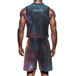 Galaxy Print Basketball Jersey Set Black S-4XL