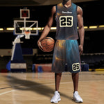 Galaxy Print Basketball Jersey Set Black S-4XL