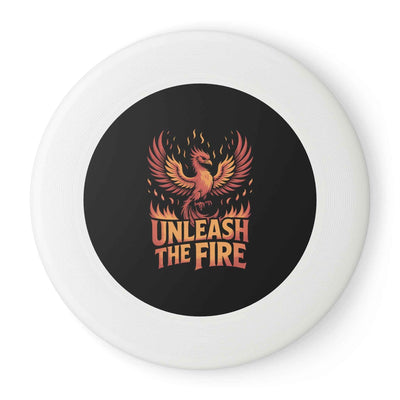 White Official Wham-O Frisbee with custom vibrant print. Floating flying disc for beach and outdoor sports.