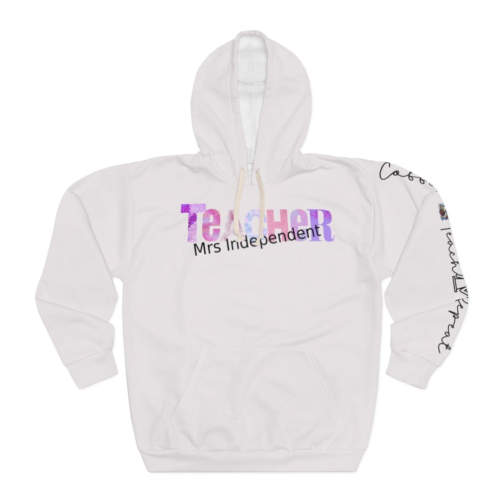 Personalized Teacher Pullover Hoodie Comfort (Unisex) Pink | off white