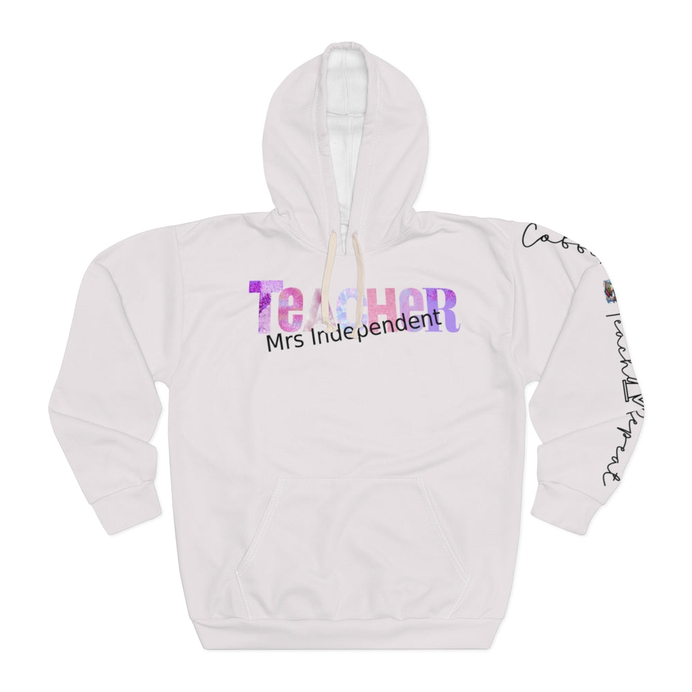 Personalized Teacher Pullover Hoodie Comfort (Unisex) Pink | off white