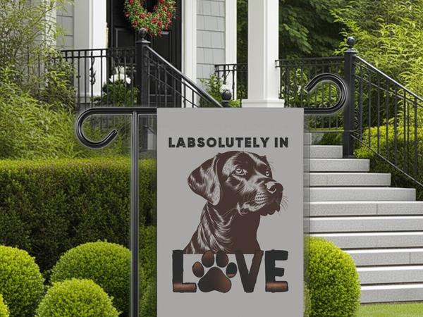 "LabsolUTELY in LOVE" Garden Banner - Labrador Retriever Dog Banner - Iron Phoenix GHG