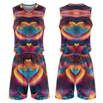 Abstract Heart Swirl Basketball Uniform Set - Flat Lay Front and Back | Our Phoenix Rise