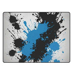 Blue Black Paint Splatter Rug | Gaming and Yoga Mat