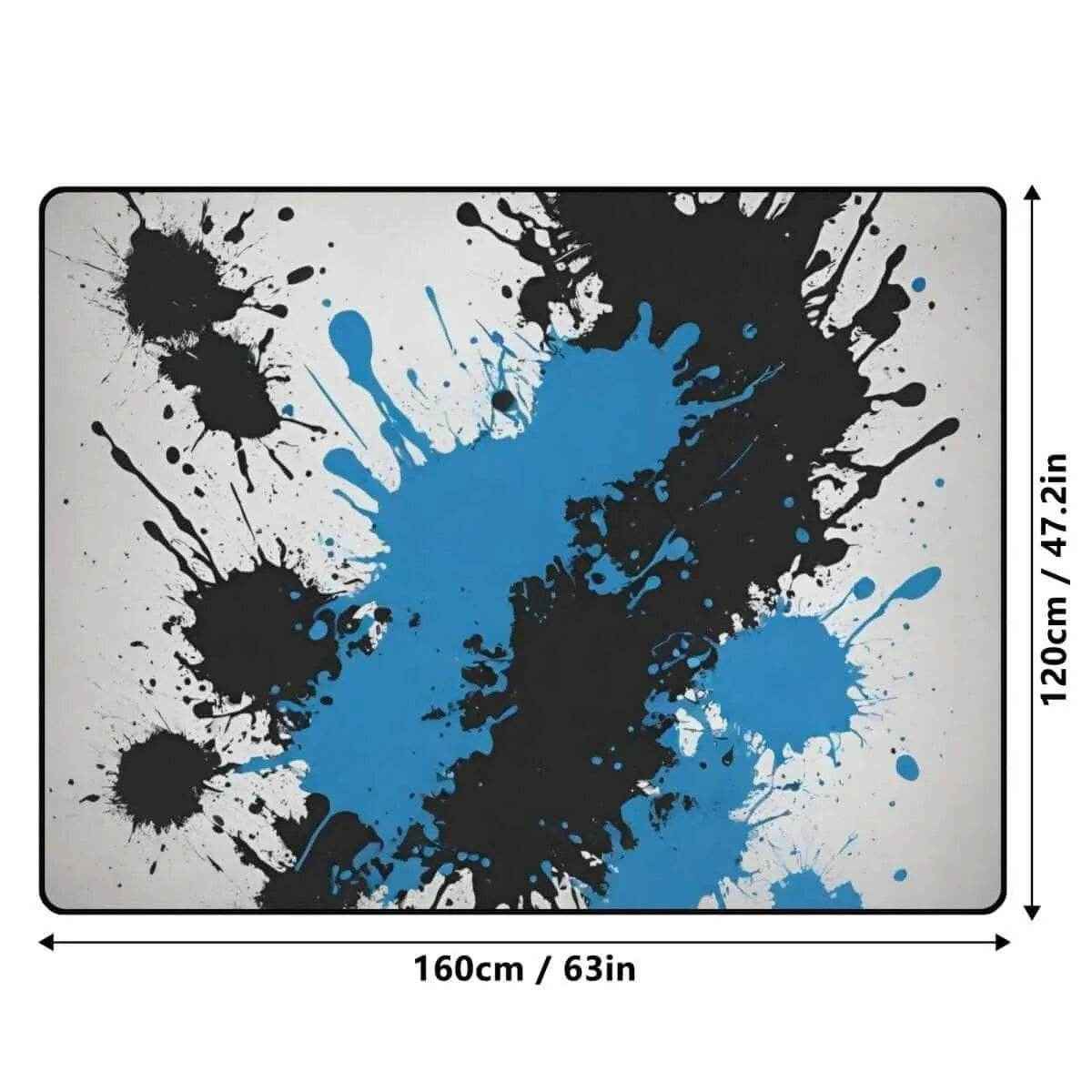 Blue Black Paint Splatter Rug | Gaming and Yoga Mat