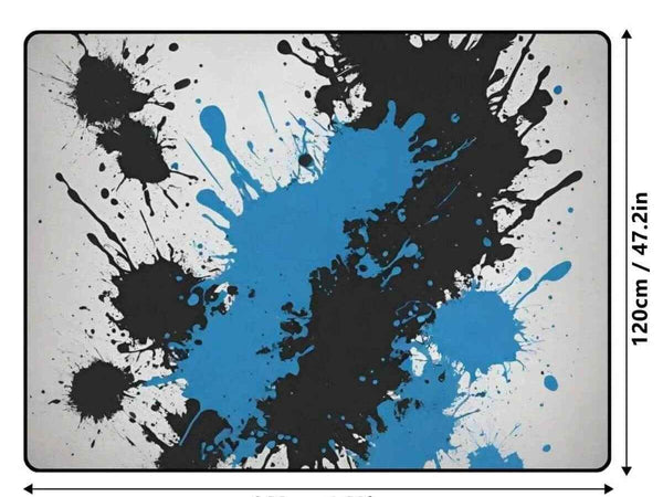Blue Black Paint Splatter Rug | Gaming and Yoga Mat