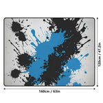 Blue Black Paint Splatter Rug | Gaming and Yoga Mat