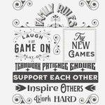 Gamer Family Rules LED Lamp - Angled Cyan Light Detail | Our Phoenix Rise