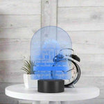 Gamer Family Rules LED Lamp - Blue Ambient Mode on Table with Alarm Clock | Our Phoenix Rise